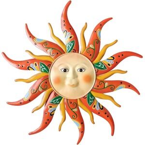 Celestial  Wall Art Sun 17.3 Inch Sun Face Wall Art Whimsy Decor Colorful